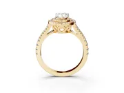 Pear-Shaped Double Halo Split Shank Engagement Ring Setting | Pavé Shoulders | Yellow Gold