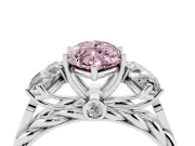 Fancy Pink Marquise Cut Diamond Three-Stone Ring Set in Silver with Braided Band