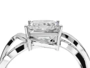 Princess Cut Bypass Solitaire Engagement Ring Setting | Pavé and Plain Strands | White Gold