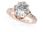 Radiant Cut Floral Petal Engagement Ring Setting | Petal Accents | Rose Gold