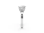 Oval Cut Diamond Solitaire Floral Ring Set in White gold with Marquise Petals and Prong Setting