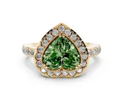 Heart-Shaped Milgrain Halo Engagement Ring Setting for a Fancy Green Lab-Grown Diamond | Pavé Shoulders | Yellow Gold