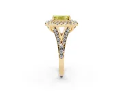 Emerald Cut Halo Split Shank Engagement Ring Setting for a Fancy Yellow Lab-Grown Diamond | Yellow Gold