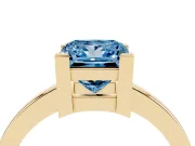 Princess Cut Solitaire Engagement Ring Setting for a Fancy Blue Lab-Grown Diamond | Flat Tab Prongs | Yellow Gold
