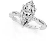 Marquise Cut Diamond Solitaire Ring Set in Platinum with Twisted Band and Bead Prong Setting