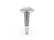 Pear Cut Diamond Halo Engagement Ring Set in Platinum with Split Shank and Prong Setting