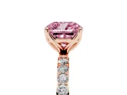 Cushion Cut Pave Engagement Ring Setting for a Fancy Pink Lab-Grown Diamond | Slim Band | Rose Gold