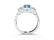 Fancy Blue Cushion Cut Diamond Three-Stone Ring Set in Silver with Pavé Band