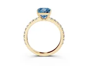 Princess Cut Pave Engagement Ring Setting for a Fancy Blue Lab-Grown Diamond | Shared Prong Band | Yellow Gold