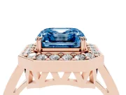 Asscher Cut Halo Engagement Ring Setting for a Fancy Blue Lab-Grown Diamond | Polished Halo Rim | Rose Gold