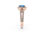 Radiant Cut Floral Halo Engagement Ring Setting for a Fancy Blue Lab-Grown Diamond | Pavé Split Shank | Rose Gold