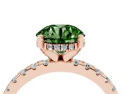 Round Hidden Halo Solitaire Engagement Ring Setting for a Fancy Green Lab-Grown Diamond | Pave Band | Rose Gold