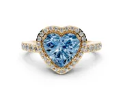 Heart-Shaped Milgrain Halo Engagement Ring Setting for a Fancy Blue Lab-Grown Diamond | Pavé Band | Yellow Gold
