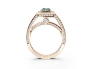 Radiant Cut Sectioned Halo Engagement Ring Setting for a Fancy Green Lab-Grown Diamond | Rose Gold