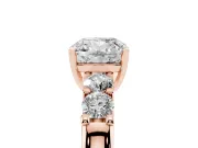 Cushion Cut Five Stone Engagement Ring Setting | Prong-Set Side Stones | Rose Gold