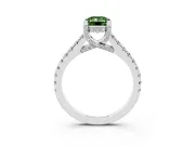 Emerald Cut Hidden Halo Pave Engagement Ring Setting for a Fancy Green Lab-Grown Diamond | Claw Prongs | Sterling Silver