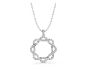 Round Lab-Grown Diamond Pavé Woven Circle Pendant Necklace | Pavé Bail | White Gold