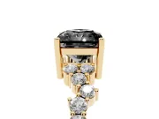 Radiant Cut Scattered Accent Engagement Ring Setting for a Black Center | Slim Band | Yellow Gold
