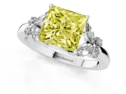 Princess Cut Petal Engagement Ring Setting for a Fancy Yellow Lab-Grown Diamond | White Gold