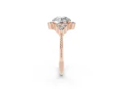 Round Vintage Cluster Engagement Ring Setting | Beaded Edges | Rose Gold