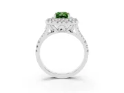 Radiant Cut Halo Split Shank Engagement Ring Setting for a Fancy Green Lab-Grown Diamond | Pavé Strands | White Gold