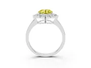 Round Scalloped Cluster Halo Engagement Ring Setting for a Fancy Yellow Lab-Grown Diamond | Plain Band | Platinum