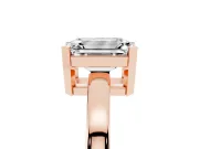 Emerald Cut Diamond Solitaire Ring Set in Rose gold with Prong Head and Smooth Polished Band
