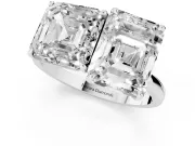 Asscher Cut and Emerald Cut Toi Moi Ring Set in Silver with Prong Setting