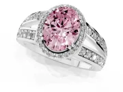 Oval Halo Engagement Ring Setting for a Fancy Pink Lab-Grown Diamond | Split Shank | Platinum