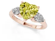 Heart-Shaped 3-Stone Engagement Ring Setting for a Fancy Yellow Lab-Grown Diamond | Rose Gold