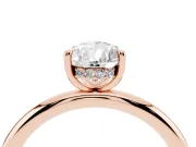 Pear-Shaped Hidden Halo Engagement Ring Setting | Thin Plain Band | Rose Gold