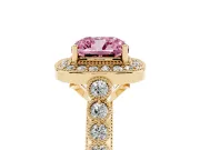 Cushion Cut Graduated Milgrain Halo Engagement Ring Setting for a Fancy Pink Lab-Grown Diamond | Yellow Gold