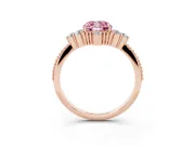 Cushion Cut Cluster Engagement Ring Setting for a Fancy Pink Lab-Grown Diamond | Rose Gold
