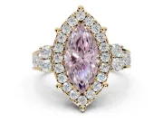 Marquise Halo Engagement Ring Setting for a Fancy Pink Lab-Grown Diamond | Graduated Channel Band | Yellow Gold