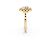 Round Vintage Milgrain Bezel Cluster Halo Engagement Ring Setting | Plain Band | Yellow Gold