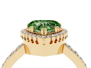 Heart-Shaped Milgrain Halo Engagement Ring Setting for a Fancy Green Lab-Grown Diamond | Pavé Band | Yellow Gold