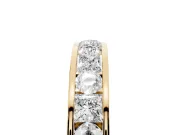 Princess Cut and Round Lab-Grown Diamond Channel Set Promise Ring | Alternating Row | Yellow Gold