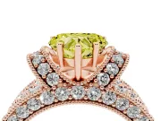 Heart-Shaped Vintage Pave Engagement Ring Setting for a Fancy Yellow Lab-Grown Diamond | Milgrain Edges | Rose Gold