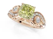 Cushion Cut Swirl Engagement Ring Setting for a Fancy Yellow Lab-Grown Diamond | Rose Gold