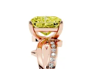 Fancy Yellow Radiant Cut Diamond Pavé Twist Band Solitaire Ring Set in Rose gold with Prong Setting