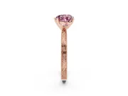 Fancy Pink Heart Cut Diamond Solitaire Milgrain Engraved Band Set in Rose gold with Prong Setting