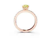 Fancy Yellow Pear Cut Diamond Pavé Band Solitaire Set in Rose gold with Prong Setting