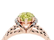 Fancy Yellow Marquise Cut Diamond Halo Ring Set in Rose gold with Twisted Band and Prong Setting
