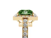 Princess Cut Framed Halo Engagement Ring Setting for a Fancy Green Lab-Grown Diamond | Yellow Gold