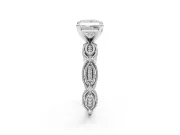 Princess Cut Vintage Milgrain Engagement Ring Setting | Graduated Stations | Sterling Silver