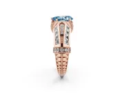Fancy Blue Pear Cut Diamond Vintage-Inspired Milgrain Ring Set in Rose gold with Accent Split Shank