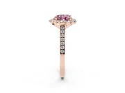 Heart-Shaped Halo Engagement Ring Setting for a Fancy Pink Lab-Grown Diamond | Tapered Band | Rose Gold