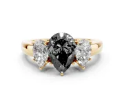 Pear-Shaped Three Stone Engagement Ring Setting for a Black Center | Plain Band | Yellow Gold