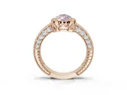 Pear-Shaped Milgrain Halo Engagement Ring Setting for a Fancy Pink Lab-Grown Diamond | Wide Pavé Band | Rose Gold