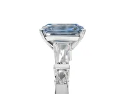 Emerald Cut Tapered Baguette Engagement Ring Setting for a Fancy Blue Lab-Grown Diamond | Platinum